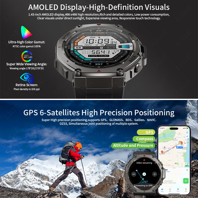 LIGE Military Grade GPS Smart  - đánh giá và giá Altimeter Compass Watch